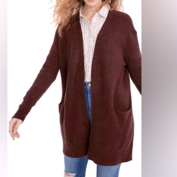 Madewell maroon merino wool blend open front relaxed Fit long knit cardigan - Picture 16 of 16